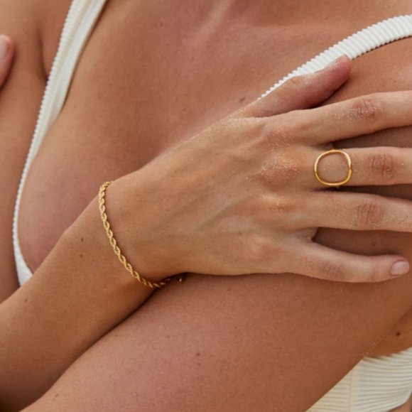 Non-tarnish Gold Rope Chain Bracelet Waterproof Jewelry Gold bracelet stack CUTE - Picture 1 of 14